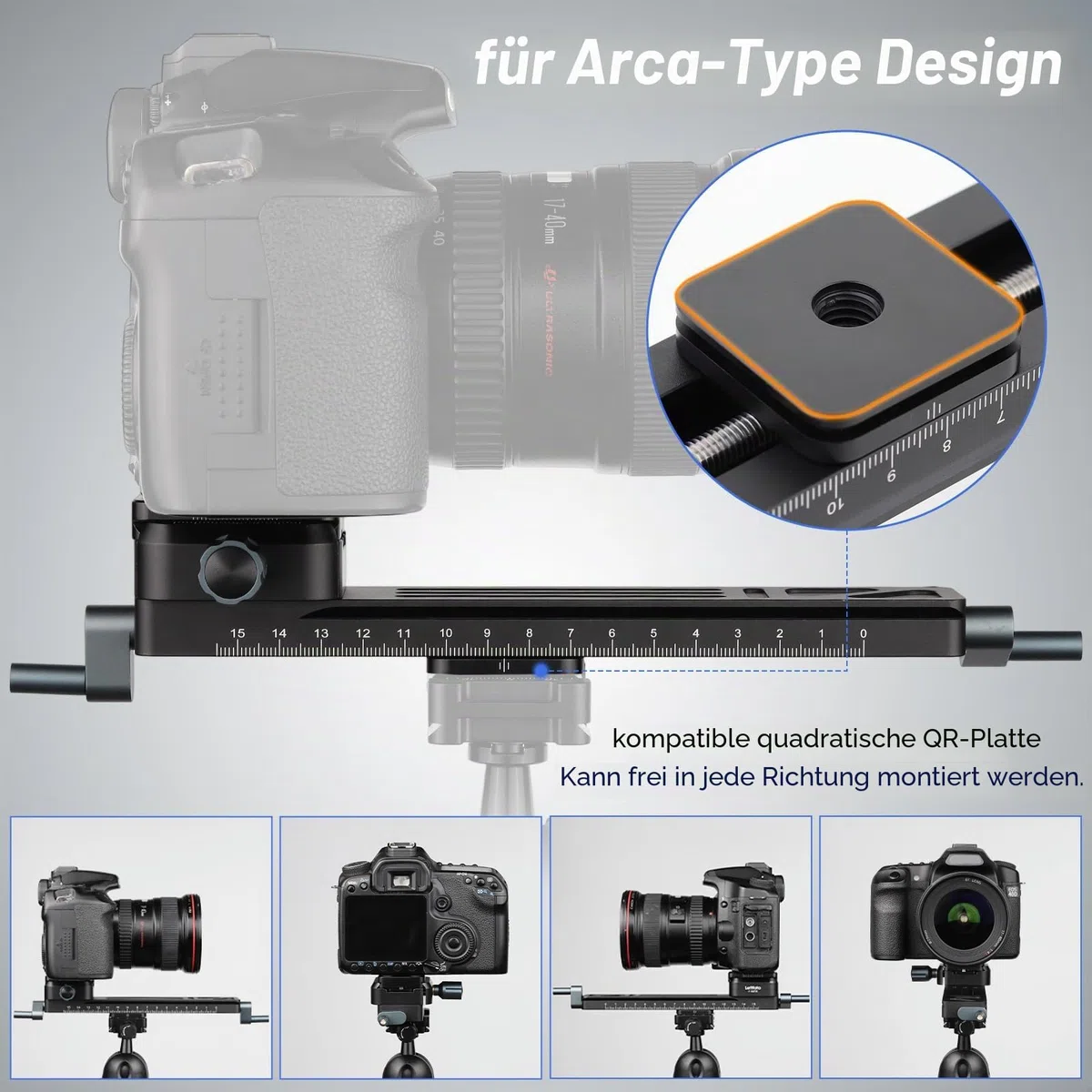 Leftfoto Präziser, stabiler Makro-Fokussierungsschienenschieber, bidirektionale Anpassung für Nahaufnahmen, Makrofotografie mit Arca-Swiss Schwalbenschwanz-Schnellwechselplatte