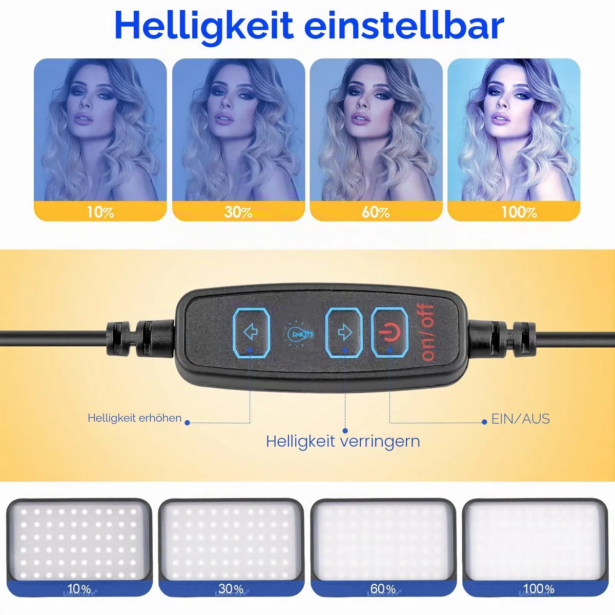 UBeesize 2er-Pack LED Videolicht Dimmbares Kamera Licht mit Einstellbar Stativ Ständer und Farbfilter für Videokonferenzen Beleuchtung/Spielestreaming/YouTube-Videofotografie