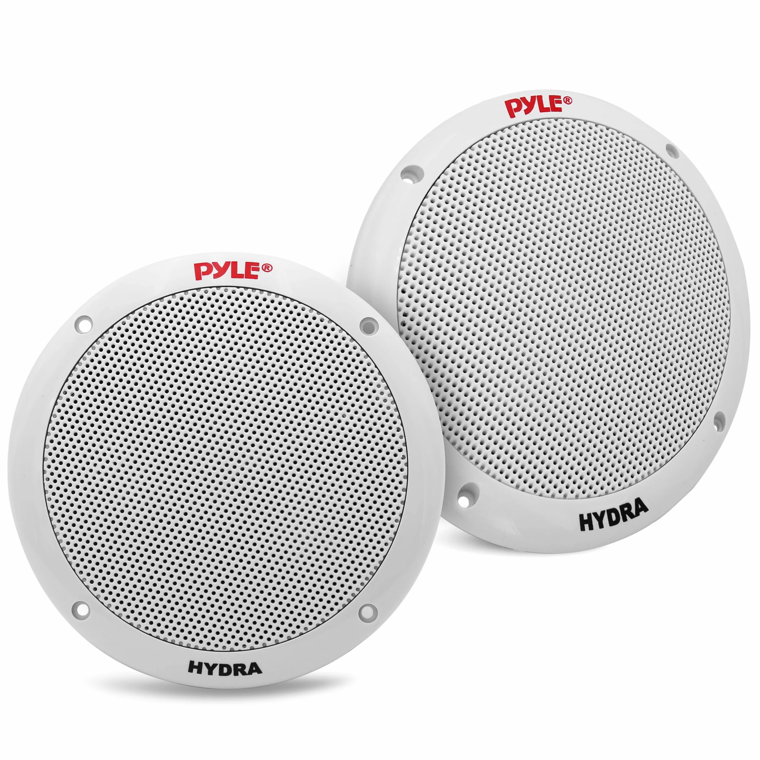 Pyle 16,5 cm Dual Marine-Lautsprecher – 2-Wege wasserdichtes und wetterfestes Outdoor-Stereo-System mit 400 W Leistung, Polypropylen-Konus und Butylgummi-Sicke – 1 Paar, Weiß