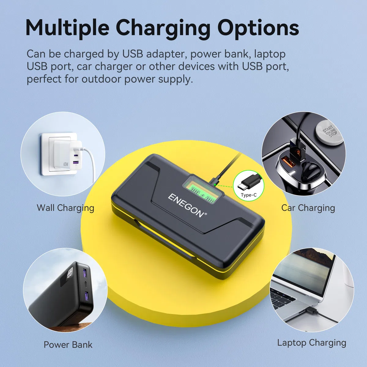 ENEGON LP-E17 20W Dual-Akku-Schnellladegerät-Set (2 x 1500 mAh) Kompatibel mit Canon EOS R10, R8, RP, R50, R100, M3, M5, M6, 200D, 250D, 77D, 750D, 760D, 800D, 8000D und mehr LCD-Display