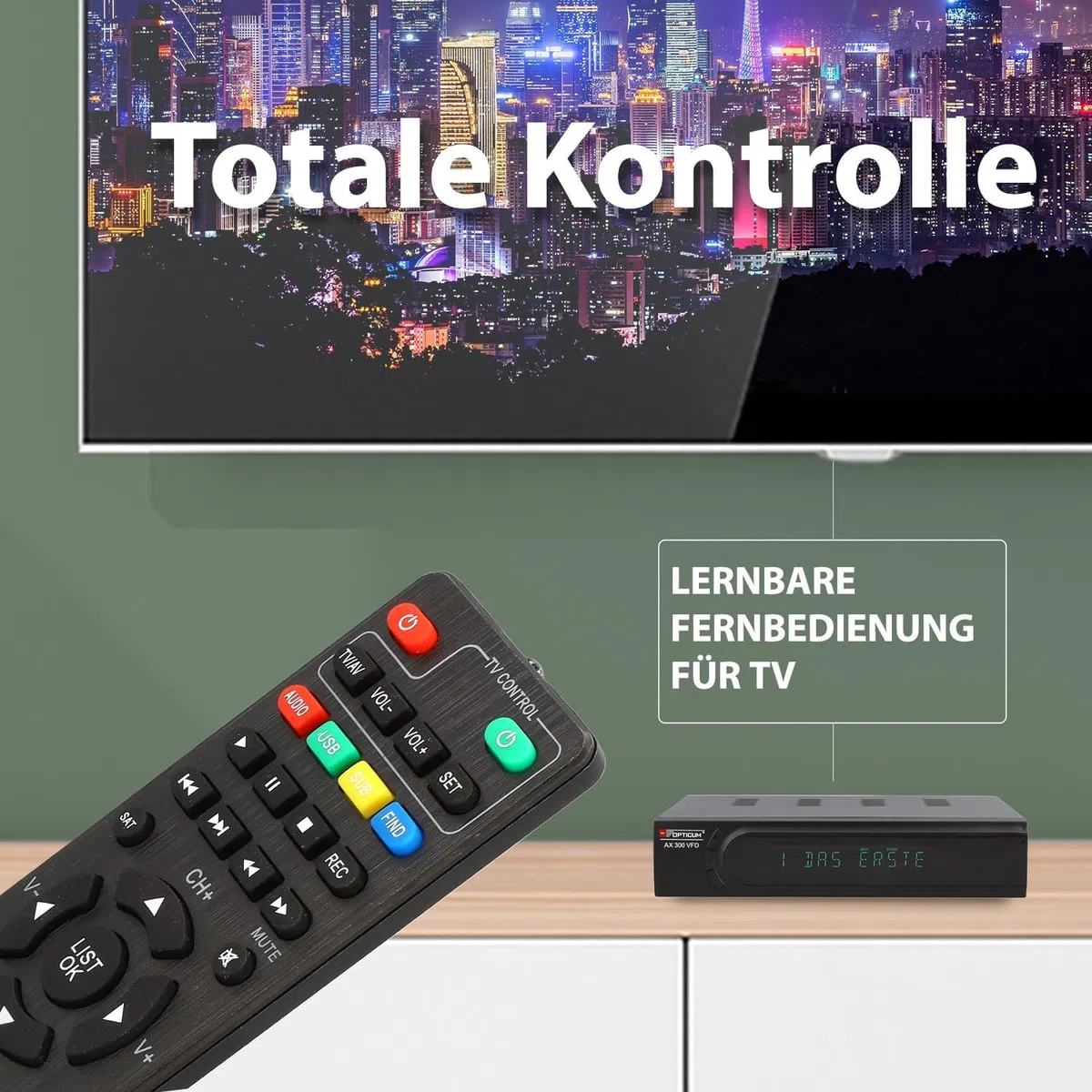 RED OPTICUM AX 300 VFD Sat Receiver mit PVR I Digitaler Satelliten-Receiver HD mit alphanumerischem Display - DVB-S2 - HDMI - SCART - USB 2.0 - Coaxial Audio I 12V Netzteil ideal für Camping