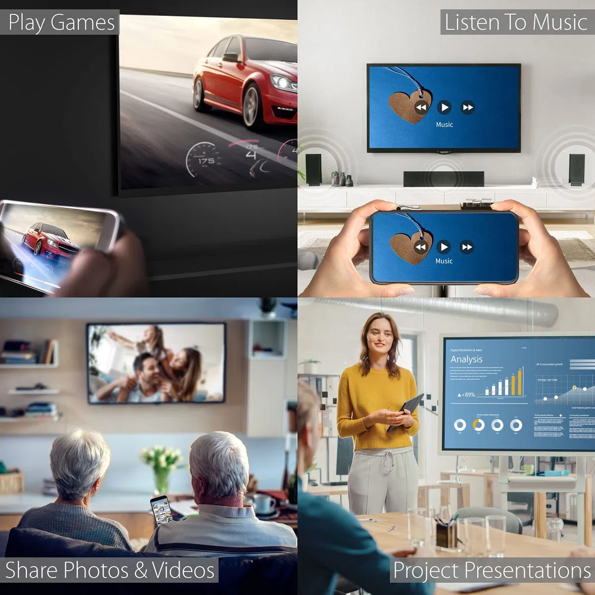 j5create ScreenCast HDMI Wireless Display Adapter Receiver - Spiegelt Telefon, Tablet, Laptop auf HDTV - Kompatibel mit MiraCast, AirPlay, Android, Windows 10 PC, iOS, iPhone, Tablet (JVAW56)