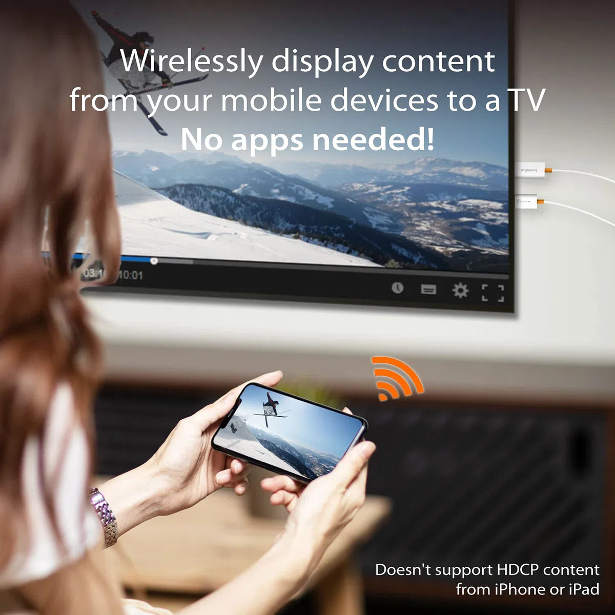 j5create ScreenCast HDMI Wireless Display Adapter Receiver - Spiegelt Telefon, Tablet, Laptop auf HDTV - Kompatibel mit MiraCast, AirPlay, Android, Windows 10 PC, iOS, iPhone, Tablet (JVAW56)
