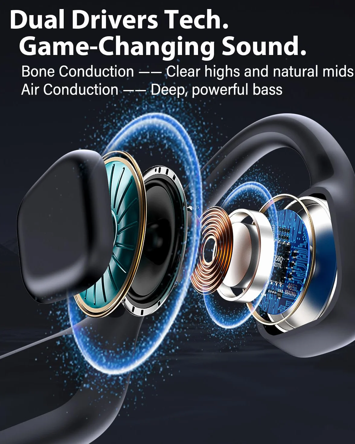 Militär Knochenschall Kopfhörer, Bluetooth 6.0, IP68 wasserdichte Schwimmen Sportkopfhörer mit MP3-Player 8G Speicher, 12h Laufzeit Windschutz Open Ear Sportkopfhörer, Schwimmen/Laufen/Radeln