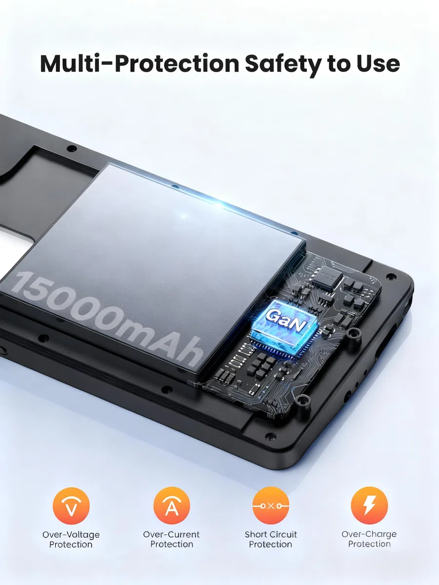 Akkuhülle für Samsung Galaxy S25 (15000mAh),GAN-Technologie Tragbares Ladegerät Ultradünn Erweiterter Akku Hülle Telefonladegerät,Große Kapazität Schutzhülle mit Ladefunktion für Galaxy S25
