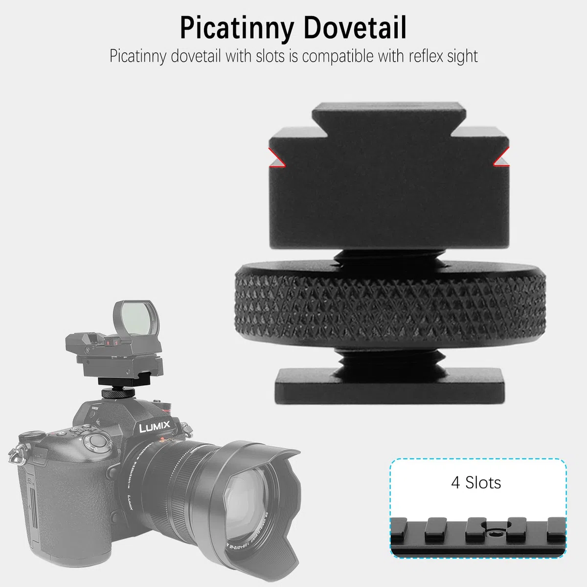 2-in-1 Metall-Adapterhalterung für Teleskop-Finder, Zielfernrohr, roter Punkt, Reflex-Sight Fit, Video, DSLR, spiegellose Kamera, Blitzschuh, Kaltschuh, Himmel, Astrofotografie