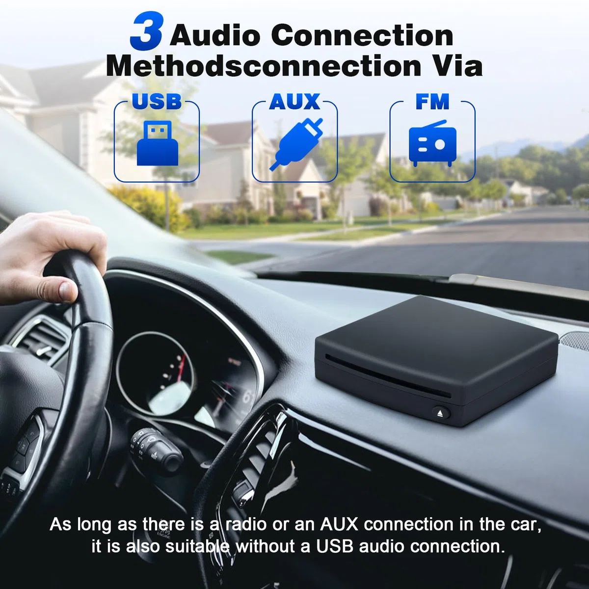 CD Player Auto Extern mit Adapter, Auto-cd-Player mit USB-Anschluss, CD/DVD Dish Box Player, Externes Laufwerk für Laptop, PC, Fernseher, Kompatibel mit Android Autoradio
