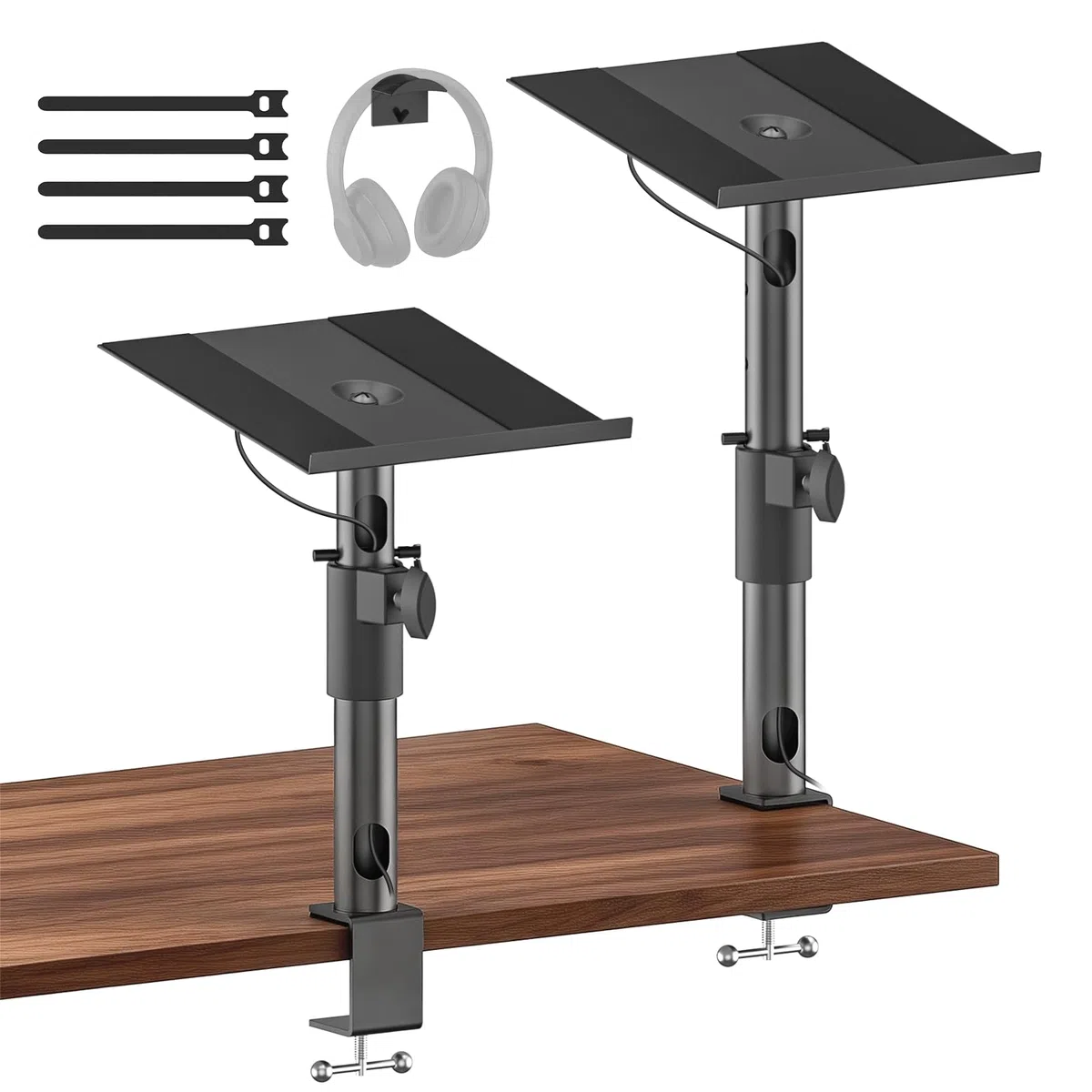 Paar Tischlautsprecherständer für Edifier, KRK, Klipsch, Polk, Sony und weitere Regallautsprecher, höhenverstellbar, neig- und schwenkbar, Studiomonitorständer für PreSonus, JBL Wr Kopfhörerhalter