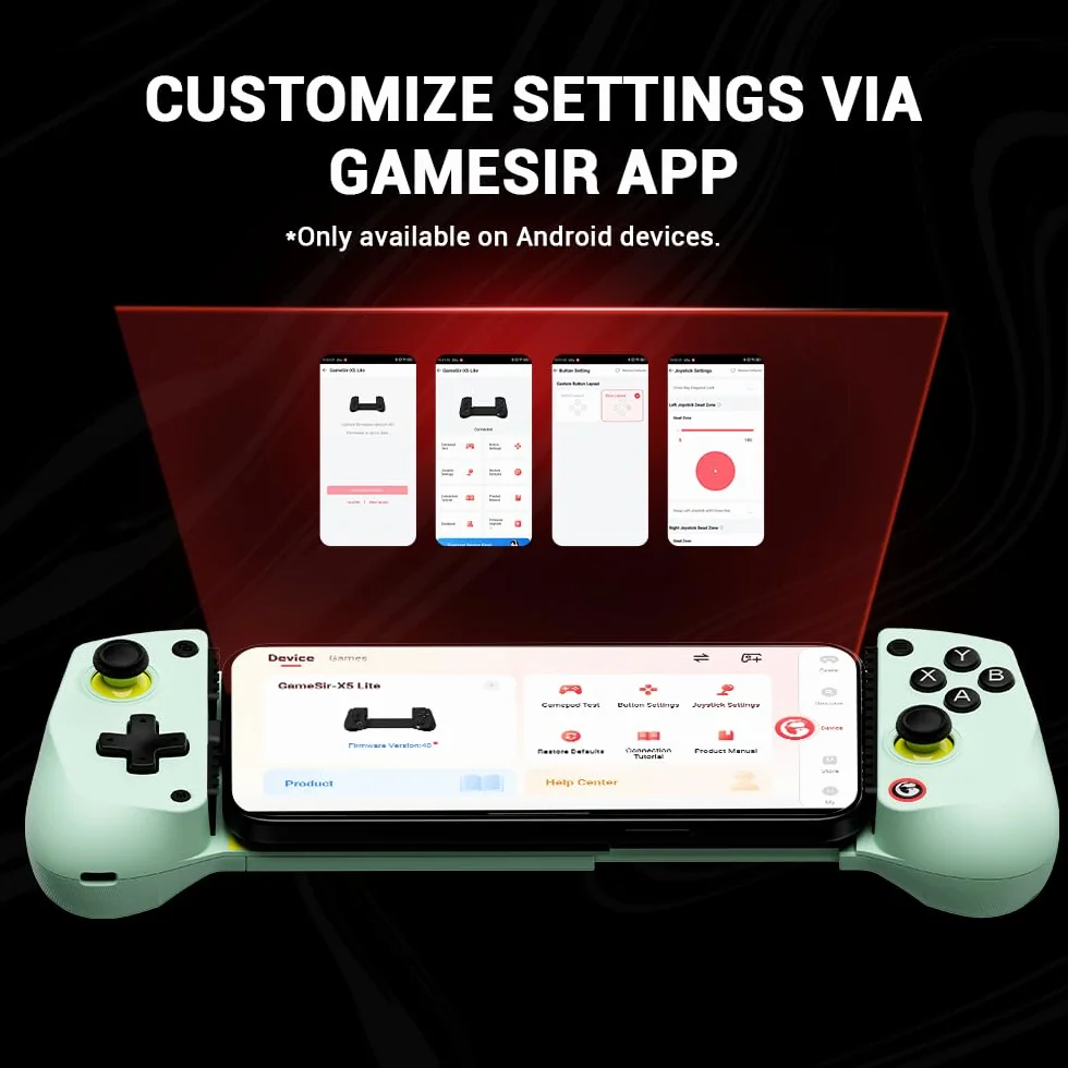 GameSir X5 Lite Mobile Gaming-Controller für Android, iPhone 15/iPhone 16-Serie, iPad Mini 6/7 (USB-C), PC Controller mit Hall-Effekt-Sticks für Call of Duty, Genshin Impact, Minecraft