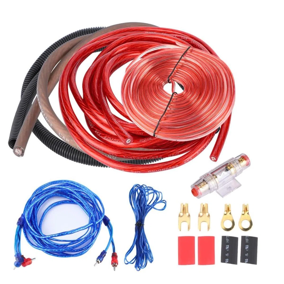 KSTE Subwoofer Cable, Car Subwoofer Wire Kit, 4 Guage 2800W Car Audio Verstärker Lautsprecher Installation Wire Cable Kit Fuse Anzug