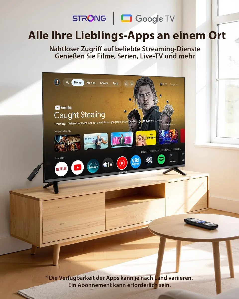 STRONG LEAP-UNA+ TV Stick with Android 14, 8GB Storage, HDR10+, HLG, Bluetooth 5, Sprachsteuerung, Streaming Device for FHD Smart TV Upgrade