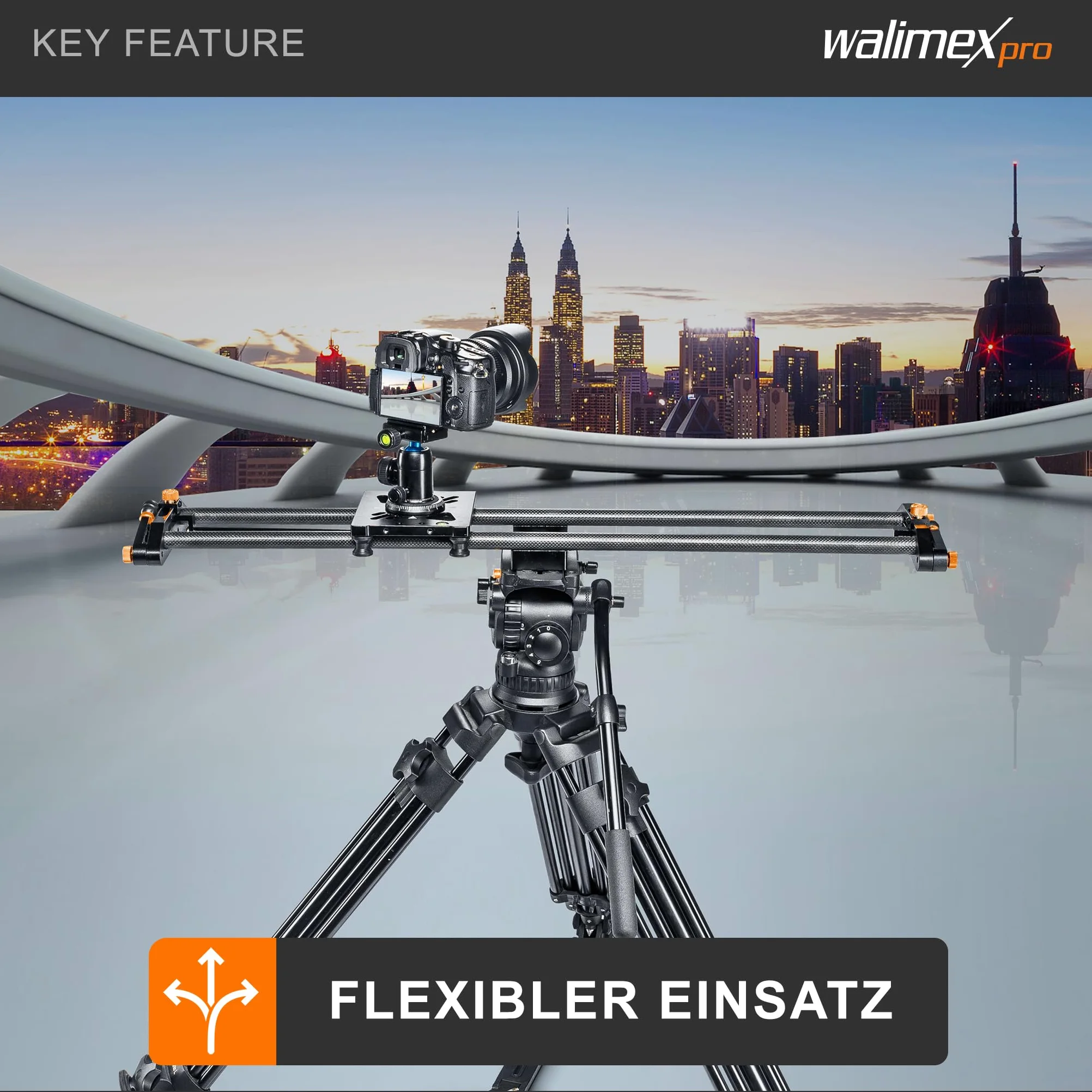 Walimex pro Carbon Follow Focus Parallax Slider 8 schwarz/orange 21639