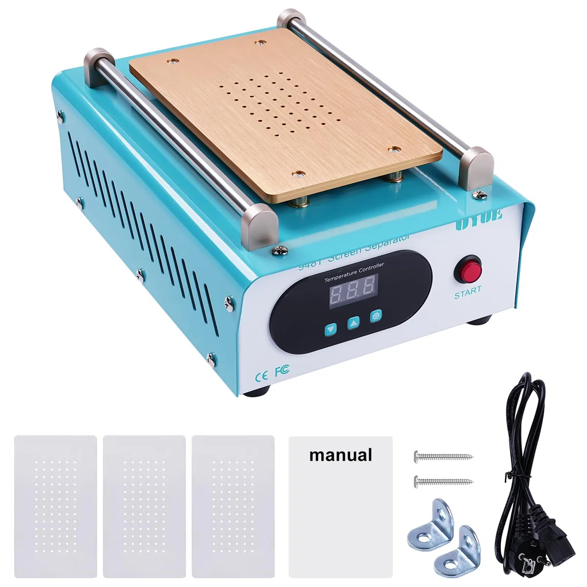 Handy Screen Separator Heizplatte Handy Reparatur LCD hot Screen Separator Handy heizplatte Screen bildschirmabscheider hot Screen Splitter mit 3 Silikonpads blau UYUE948T AC 220V.