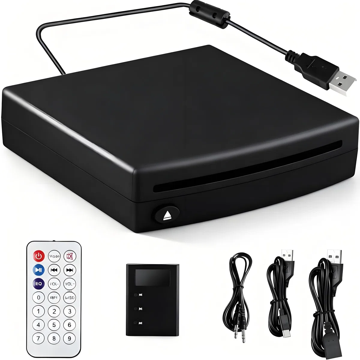 CD Player Auto Extern mit Adapter, Auto-cd-Player mit USB-Anschluss, CD/DVD Dish Box Player, Externes Laufwerk für Laptop, PC, Fernseher, Kompatibel mit Android Autoradio