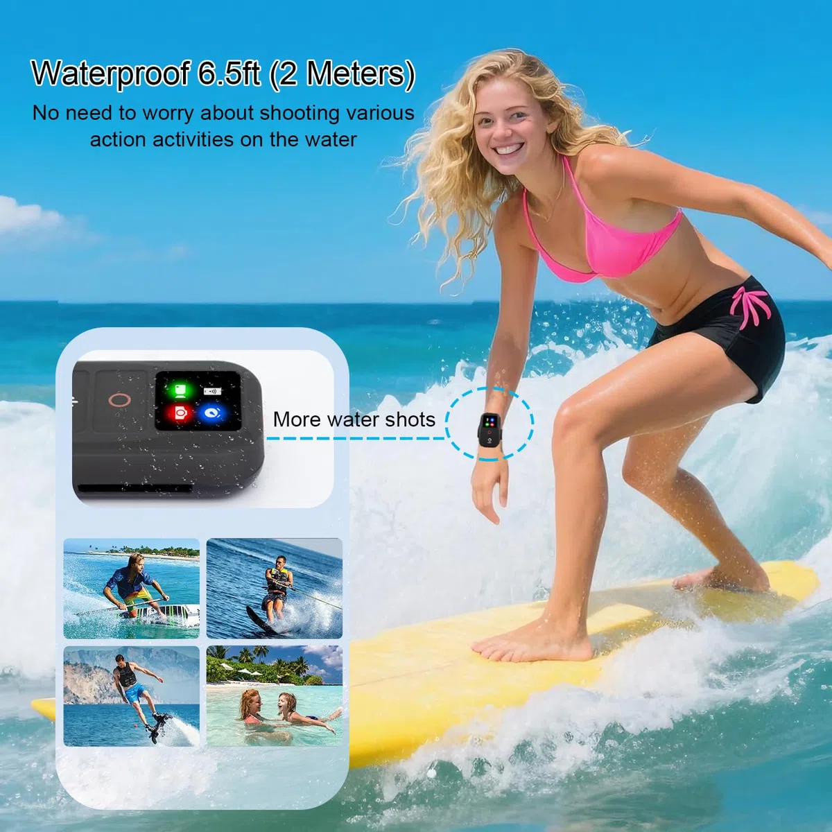 Suptig Kabellose Fernbedienung für GoPro Hero 13/12/11/10/9/8 Schwarz, GoPro Max, Telefon, eingebauter wiederaufladbarer Akku