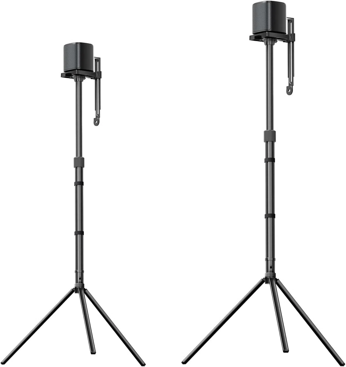 ULTIMEA 2er Set Universal höhenverstellbar, Schwarz Lautsprecher ständer, Boxenständer ausziehbar von 62 cm bis 93 cm für Satelliten & Regallautsprecher mit Einer Belastung bis zu 3 kg, Steady 310