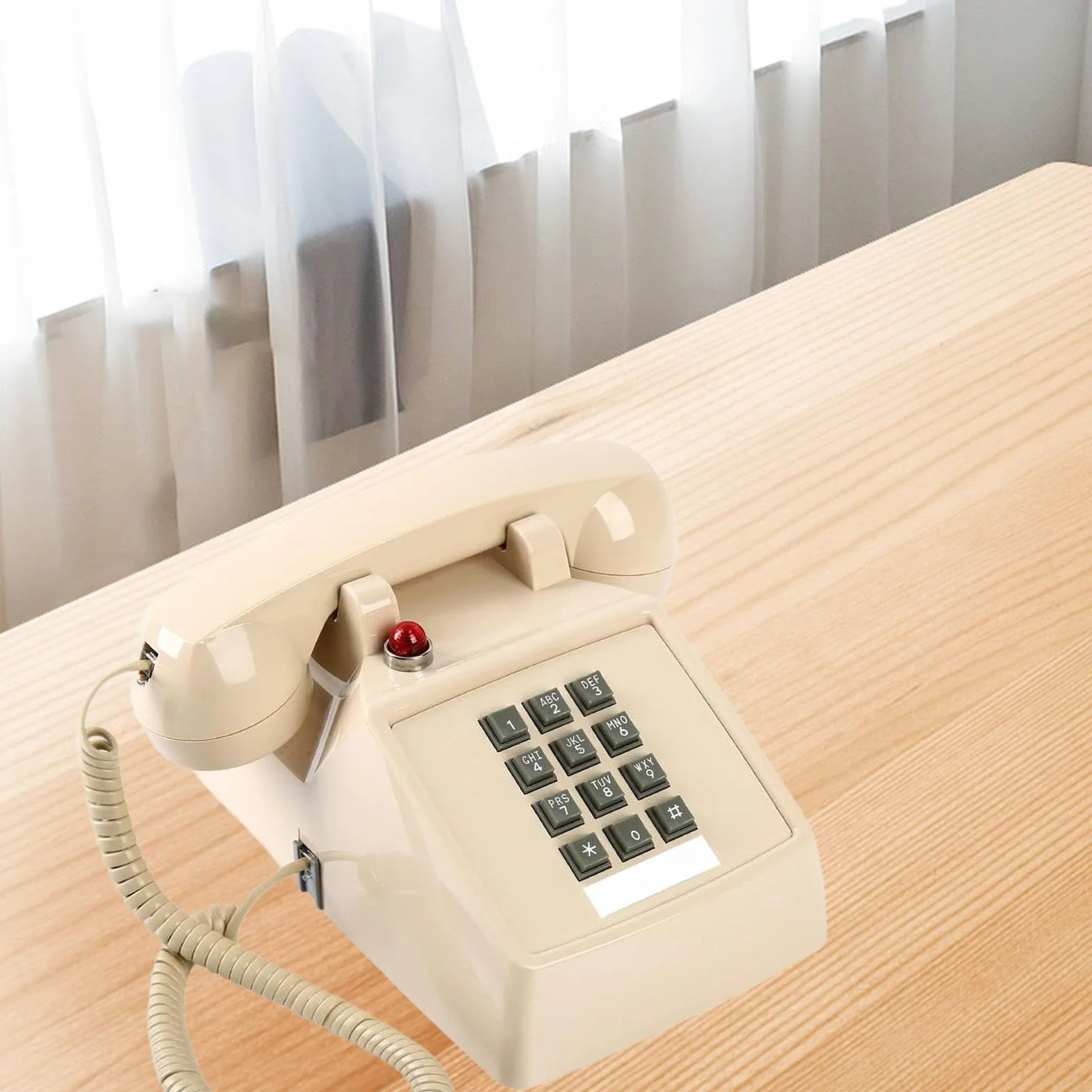 Retro Tischtelefon mit Schnur Und Robustem Metallfuß für Zuhause Und Hotel, 13 X 22,2 X 11,5 cm, Beige