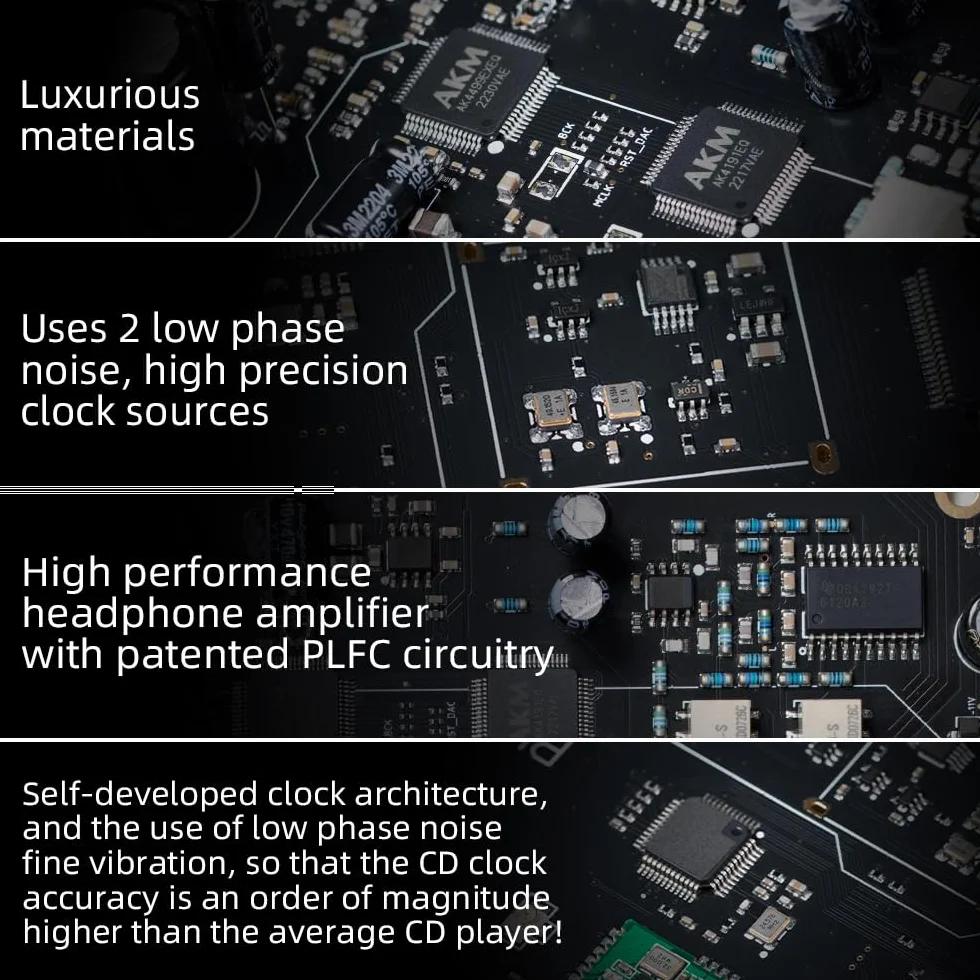 SMSL PL200 MQA-CD-Player Plattenspieler HiFi Lossless AK4499EX Chip Bluetooth Wiedergabe Dekodierung Kopfhörerverstärker mit Fernbedienung (Silber)