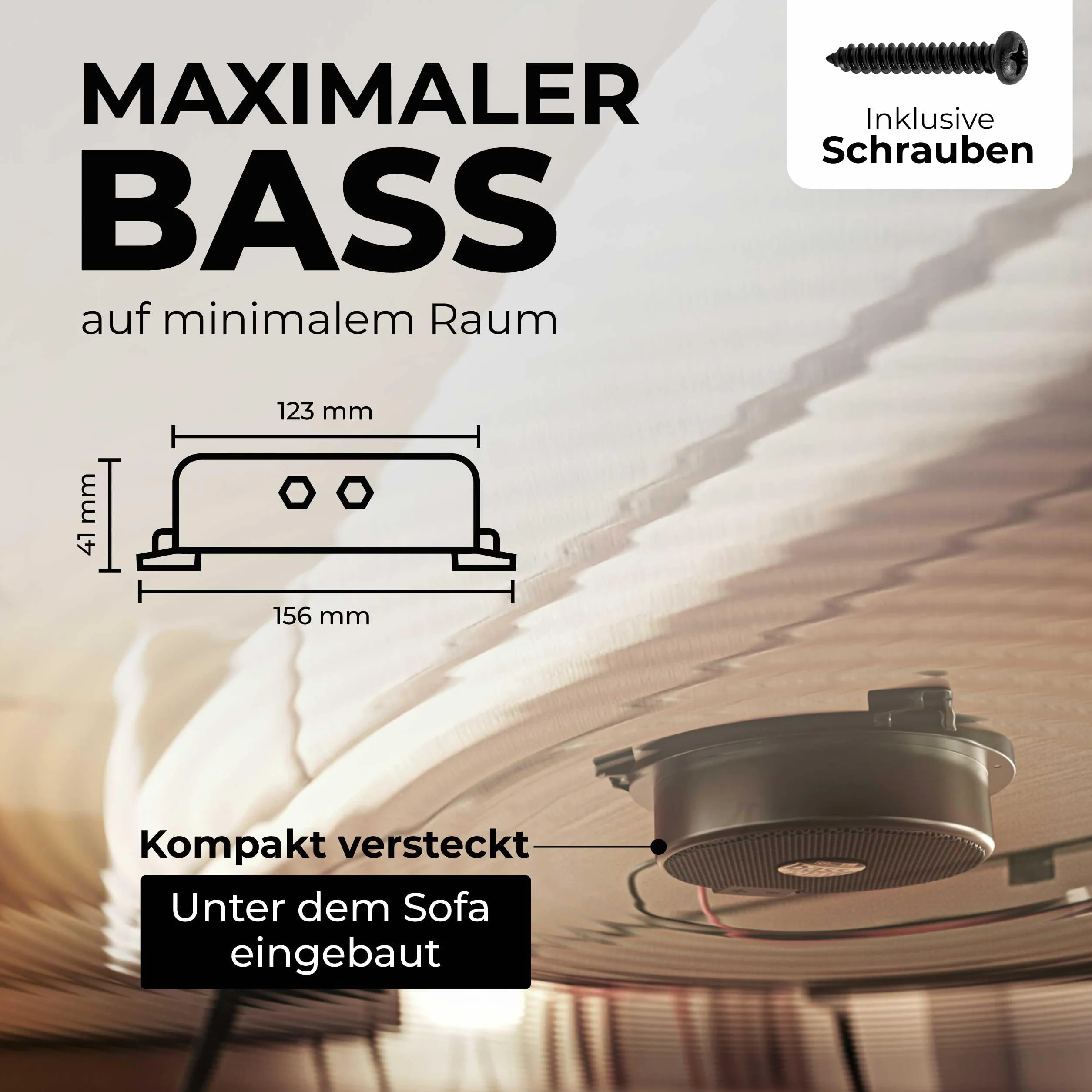 Sinuslive bassPUMP 4 Ohm Körperschallwandler, 50 W RMS Bass-Shaker für spürbaren Bass, Heimkino, Gaming-Stuhl, Sofa, Auto und SIM Racing, Body Shaker - 4 Ohm schwarz