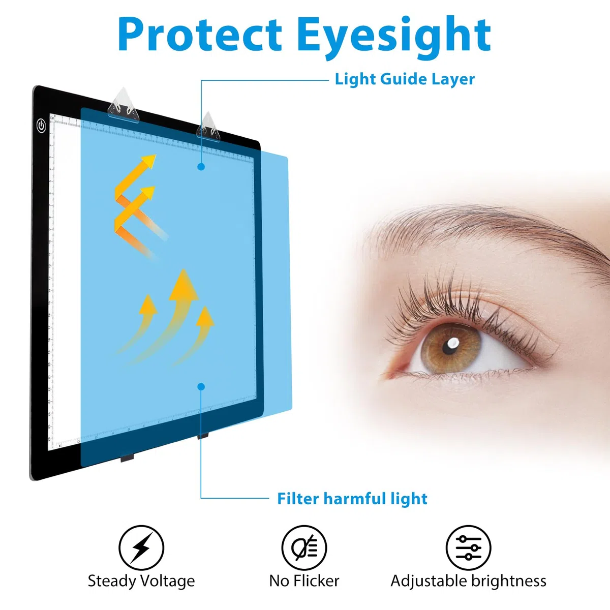 Aischens A3 Diamant Malerei Leuchttisch mit Stand, 3 Level dimmbare Lichtplatte dünne LED-Pad für Zeichnung Tracking Skizzieren mit Clips