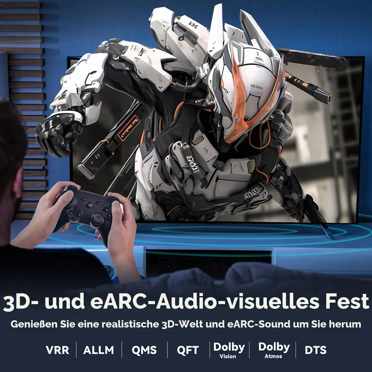 8K HDMI Kabel 15m Glasfaser, Lang HDMI 2.1 Kabel Aktives, Ultra High Speed HDMI Glasfaserkabel, 48Gbps, 8K@60Hz 4K@120Hz, Dynamic HDR, eARC, HDCP 2.2&2.3, 3D, für HDTV, Monitor, Laptop, Heimkino