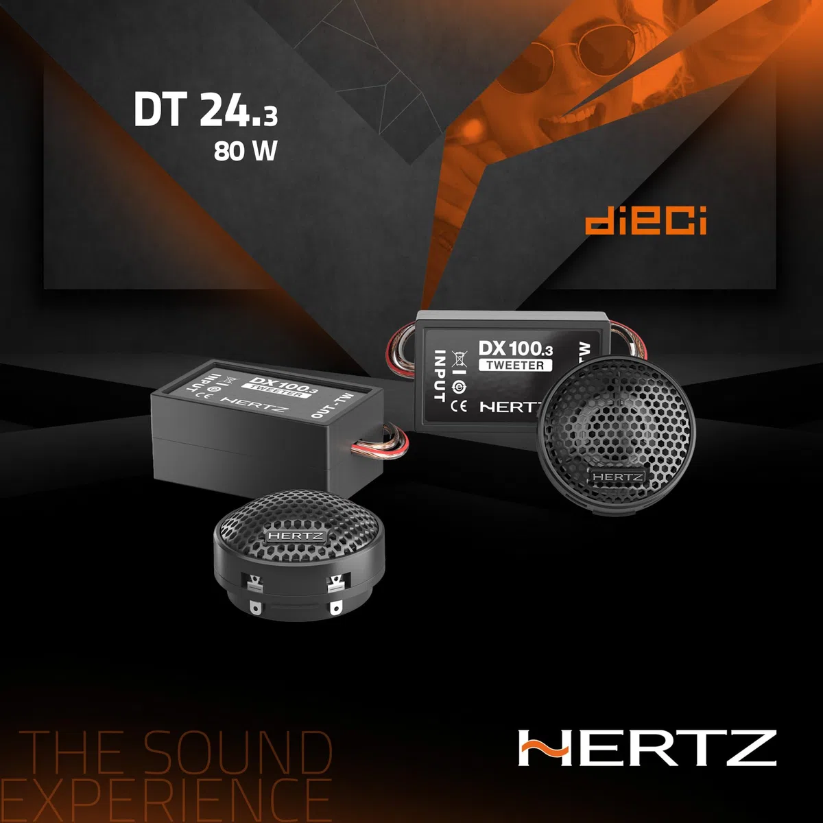Hertz DT 24.3 – Paar 24 mm Hochtöner mit Neodym-Magnet und PEI-Kalotte, passiver Crossover inklusive, Brillante und präzise Wiedergabe, maximale Leistung 80W