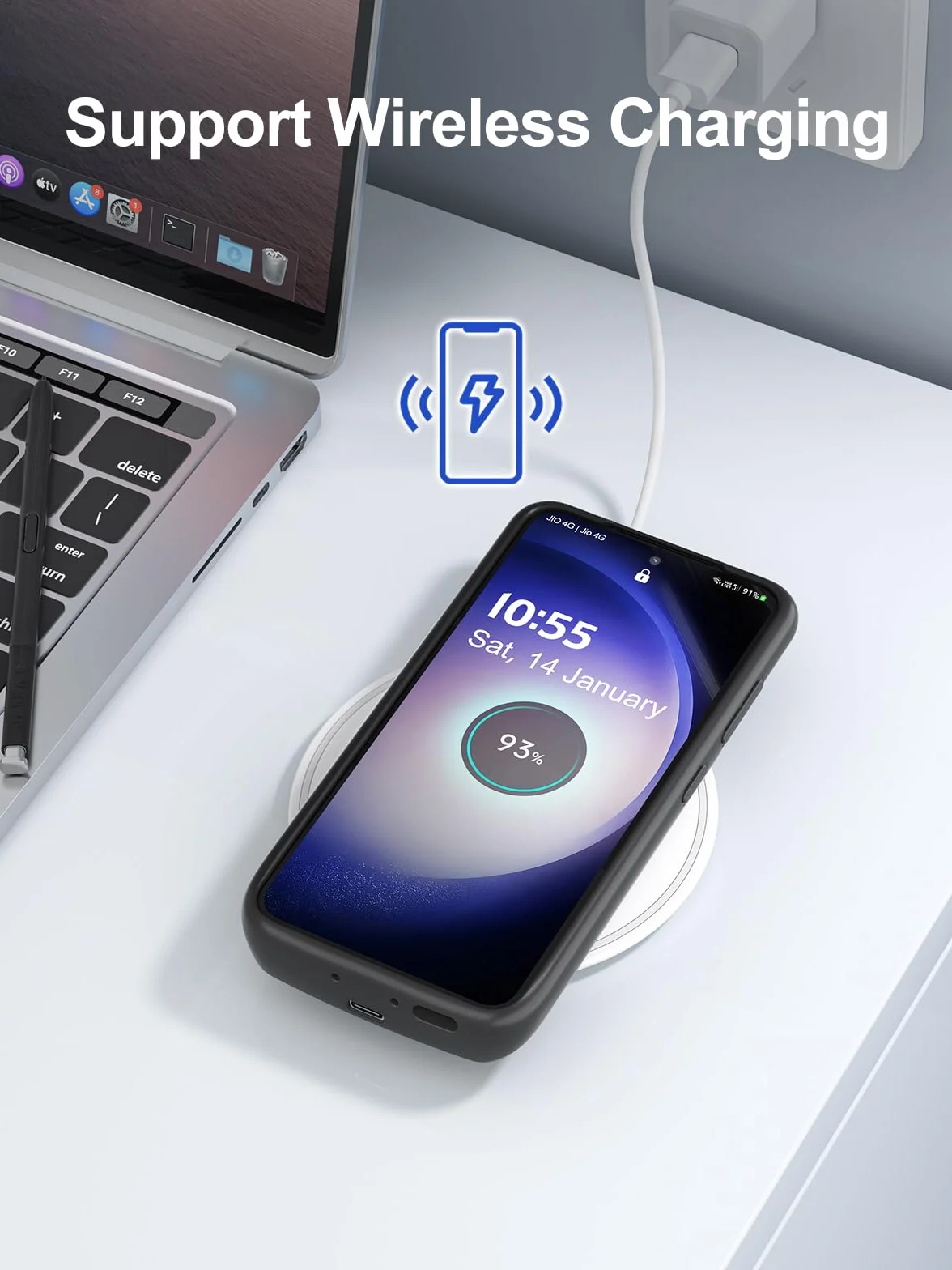 NEWDERY Akkuhülle für Samsung Galaxy S23, 4700mAh Tragbare Ladebatterie Zusatzakku Externe Handyhülle Batterie Wiederaufladbare Schutzhülle Power Bank Akku Case für Galaxy S23(unterstützt Qi-Laden)