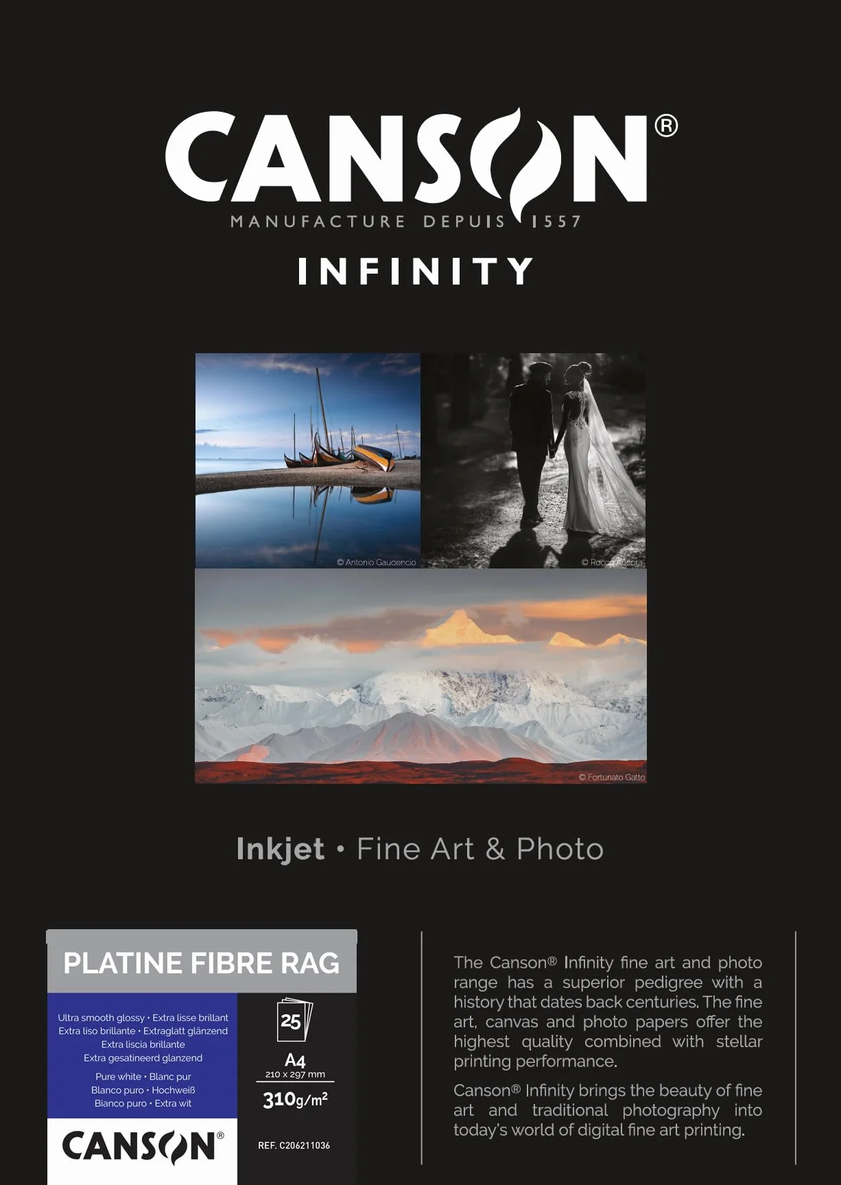 Canson 206211036 Platine Fibre Rag Box, Photopapier, A4 Weiß