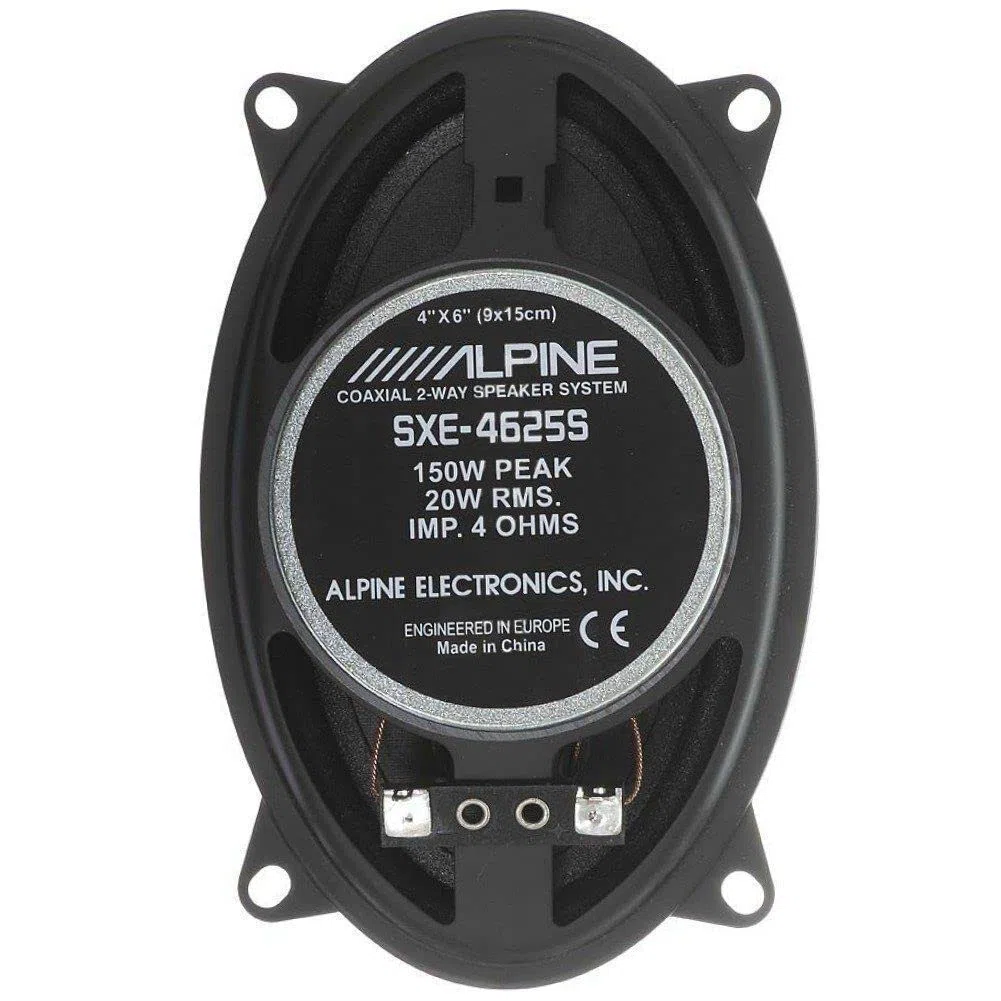 KIT SET FÜR ALPINE SXE-4625S 2 2-Wege Koaxial-Lautsprecher 4 x 6 10 x 15 cm 100x150 mm 20 Watt rms und 150 Watt max für Auto, Paar + 5 Aufkleber + Montageschrauben im Lieferumfang enthalten