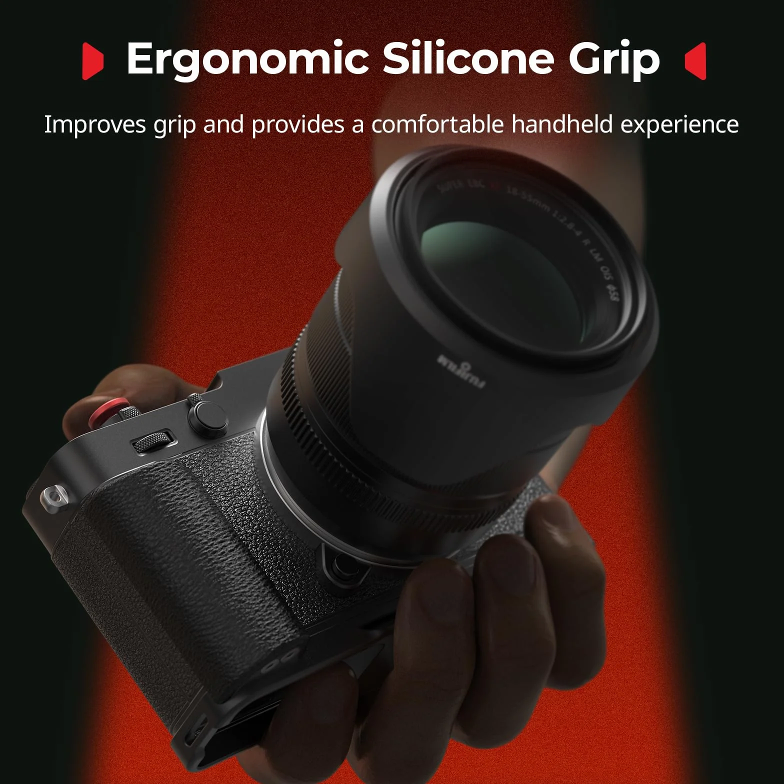 SMALLRIG X-E5 L-förmiger Handgriff für FUJIFILM Kamera, integrierte Schnellwechselplatte für Arca, 1/4"-20 Löcher, Leichter ergonomischer Silikon-Handgriff, Auslöser (Schwarz) – 5448