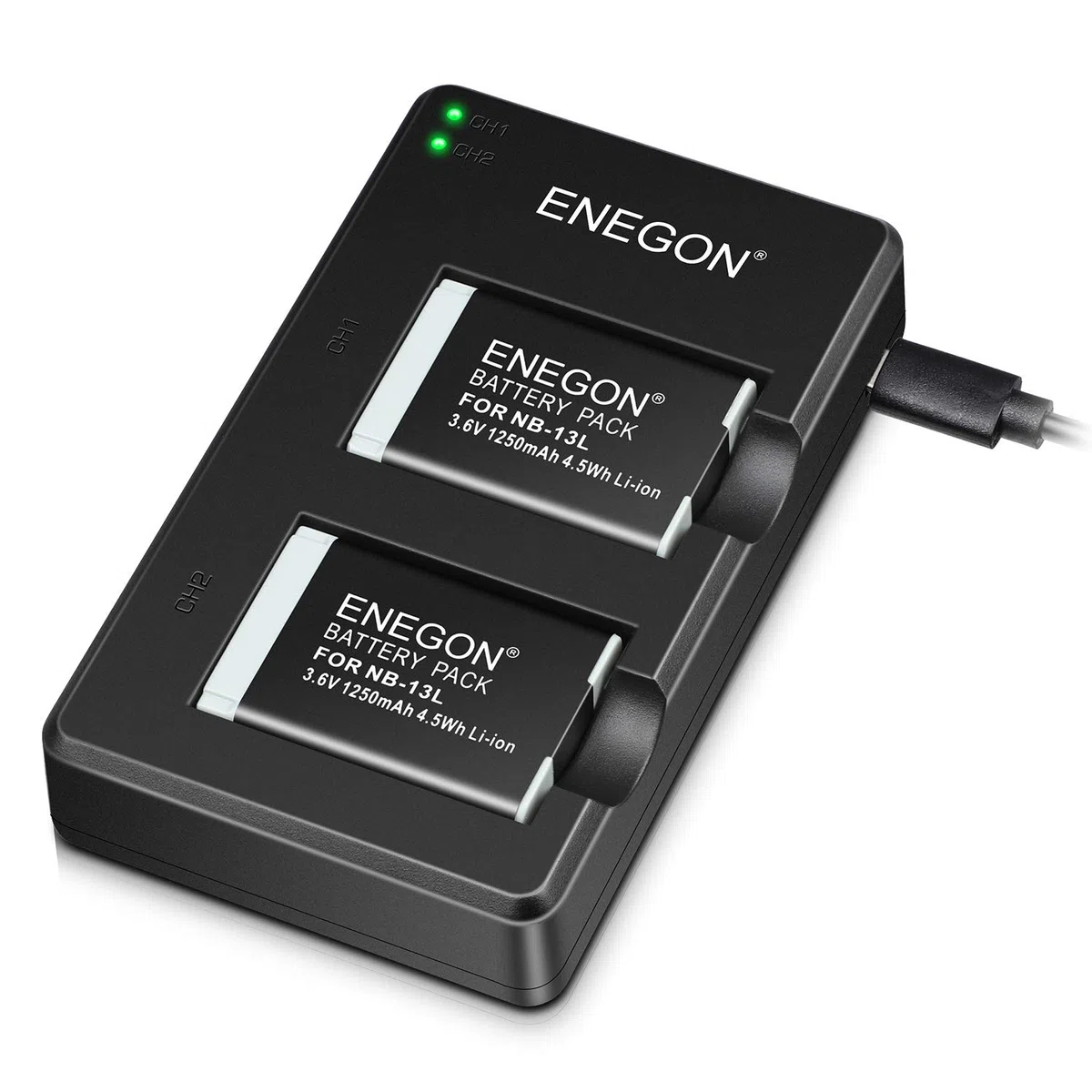 ENEGON NB-13L Lithium Battery (Pack of 2), Dual Charger for Canon PowerShot G5 X, G5X Mark II, X, X II, X III, SX720 HS, SX730 HS, SX740 HS, SX620 HS, G1 X III, G9 X