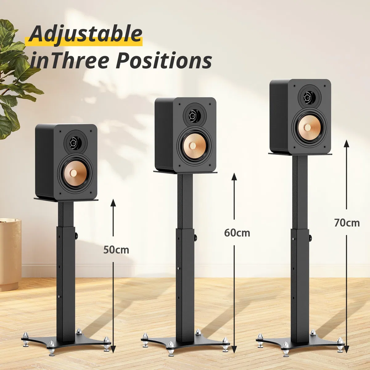 Lautsprecherständer Höhenverstellbar 50-70CM,Universal Lautsprecher Ständer mit Kabelmanagement,30KG Tragkraf Stabil, 2er-Set