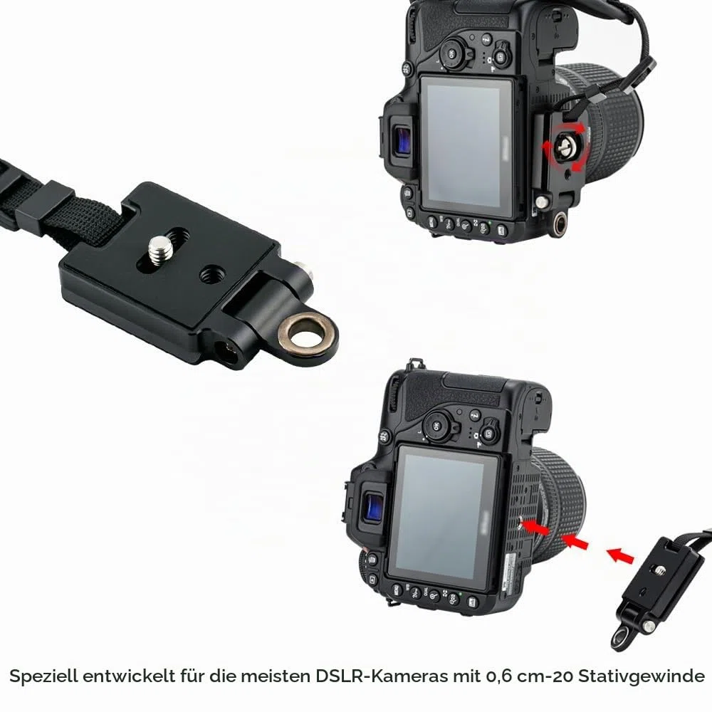 JJC Handschlaufe für DSLR Kamera Canon Nikon Olympus Sony Panasonic Pentax(mit Arca Swiss Type Plate)