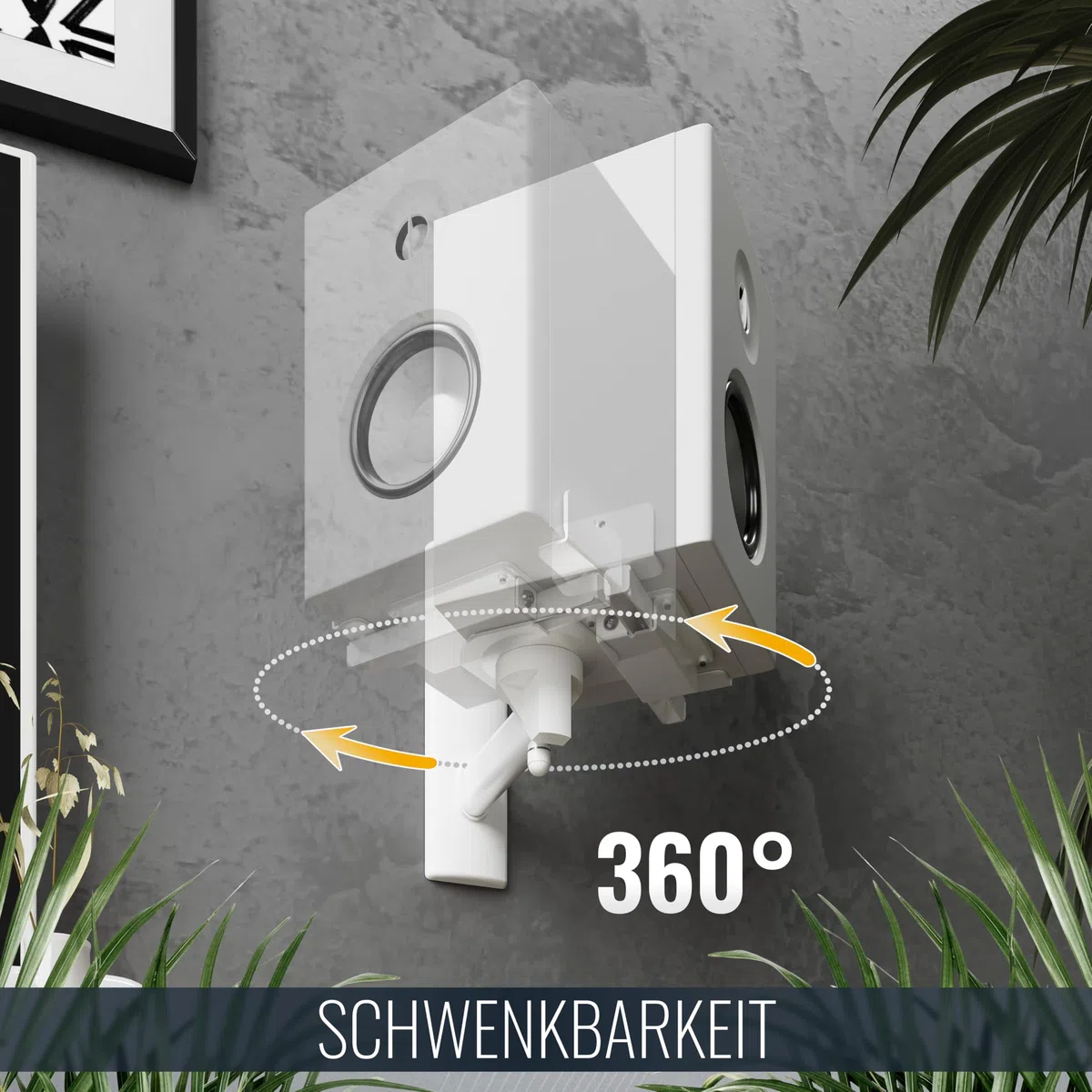 RICOO LH023-W Lautsprecherwandhalterungen Lautsprecher Wandhalterungen 2-er Set Universal Schwenkbar Neigbar Halterung Boxen Wand Halter Boxenhalterung Set bis Max. 25-Kg Wandhalter Speaker Wall Mount