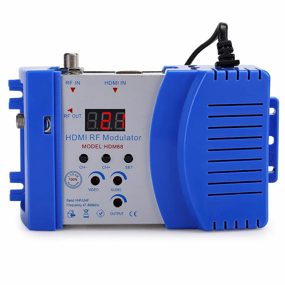 PUSOKEI HD-Modulator, Analog HDMI-HF-VHF/UHF Frequenzmodulator, HDMI-HF-Buchse und HF Ausgang, Audio Video TV Wandler im PAL TV Format