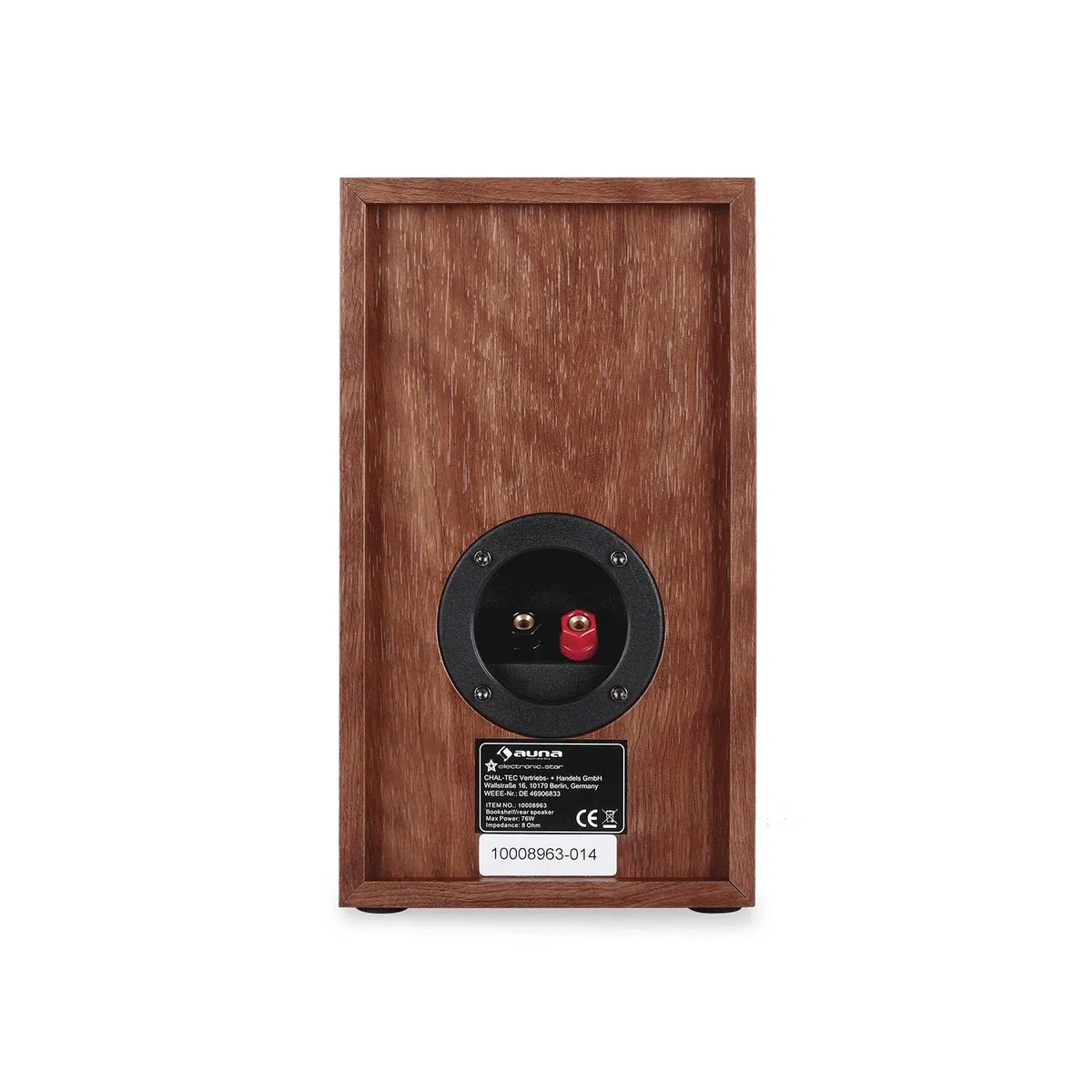 auna - Linie 300 SF-WN, Regallautsprecher, Lautsprecher-Boxen, HiFi-Boxen, Lautsprecher-Paar, 2-Wege-System, 13cm (5") Tieftöner, 76 Watt max, 8 Ohm, passiv, walnuss