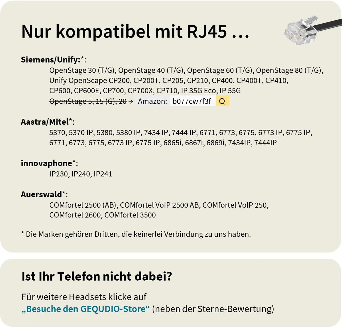 GEQUDIO Headset kompatibel mit Unify OpenStage 30 40 60 80 und OpenScape Serie Telefon - inklusive RJ Kabel - Kopfhörer & Mikrofon mit Ersatz Polster - besonders leicht 60g (1-Ohr)