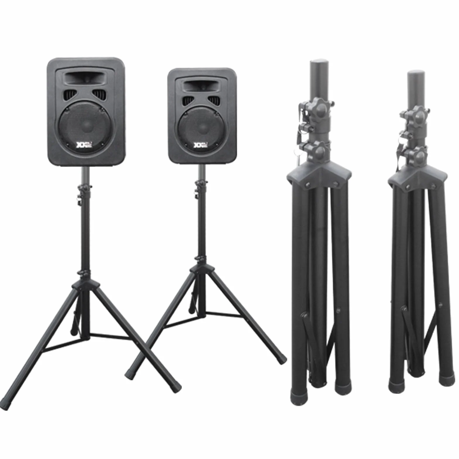 Drall 2 Stück Lautsprecher Boxen Ständer für DJ PA Hi-Fi Disco Event Proberaum Stage Dreibein Hochstativ - 100-180 cm höhenverstellbar bis 60 kg Modell: BS3x2