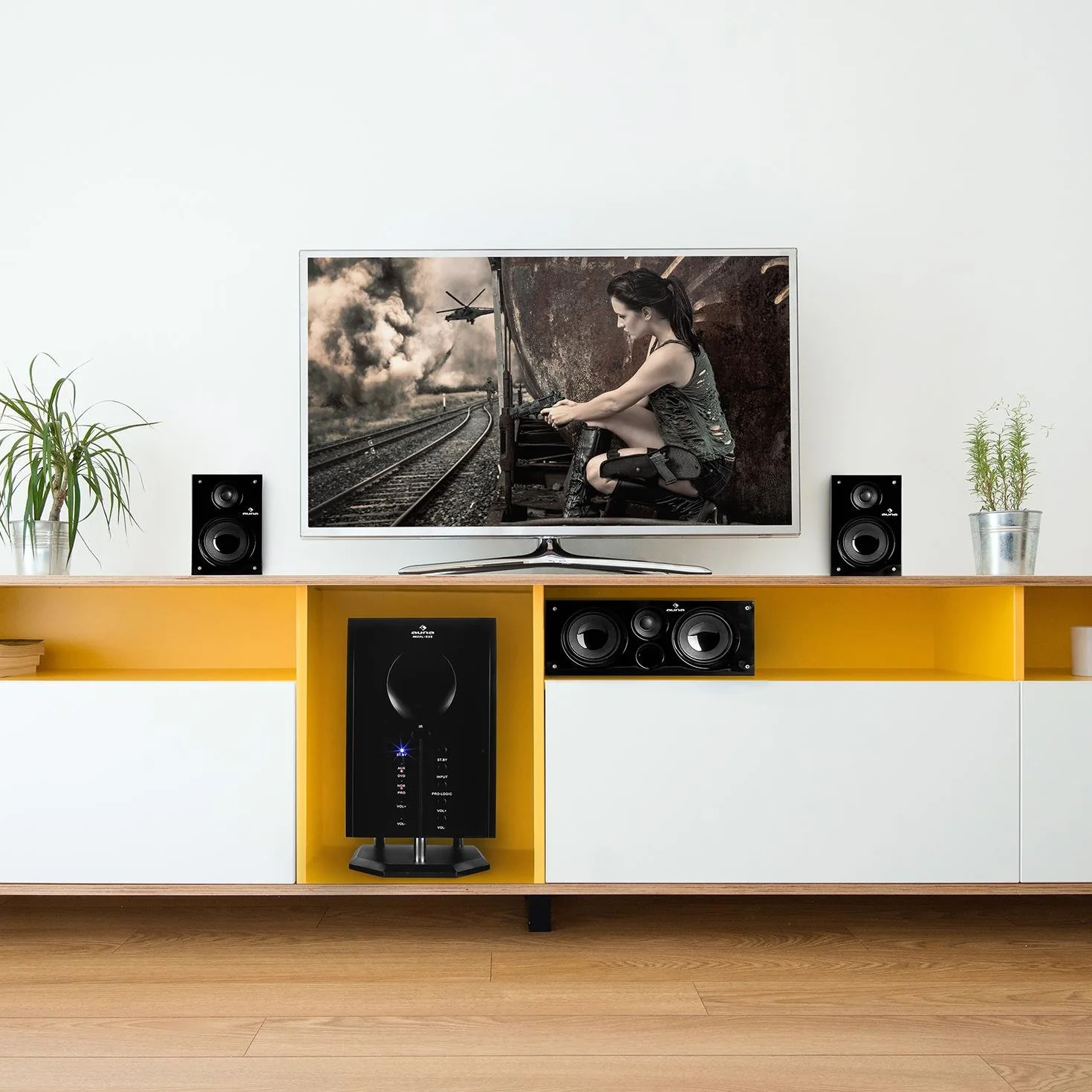 auna Areal 525 5.1 Soundsystem, Heimkinosystem, 5.1 Heimkinosystem, RMS, Subwoofer, 4 oder 5 Satellit, AUX-Eingang, Heimkino mit 125 Watt, schwarz