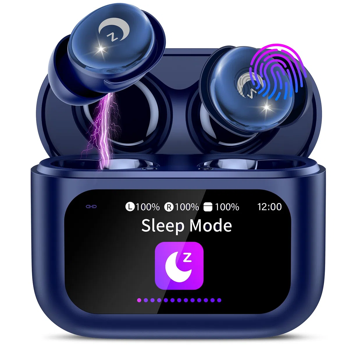 VEKJ Bluetooth Kopfhörer, Mini 48H Schlafkopfhörer Bluetooth 5.4 mit Touchscreen, 2025 Neue in Ear Kopfhörer Kabellos mit ENC Noise Cancelling, IPX7 Ohrhörer mit Immersiver Deep Bass Ohrhörer, Blau