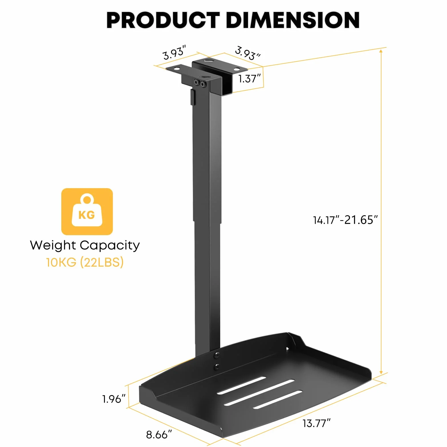 PUTORSEN Beamer Projektor Halterung - Höhenverstellbar Beamer Deckenhalterung oder Wandhalterung Installation ohne Bohrung,Verdeckte Kabelführung,Hält bis zu 10 kg,Schwarz