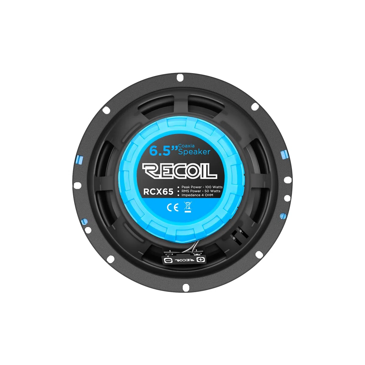 RECOIL RCX65 Echo 165mm (6,5 Zoll) 2 Wege Koaxial Lautsprecher Set Paarleistung 100 Watt RMS 200 Watt Maximal Auto Lautsprecher