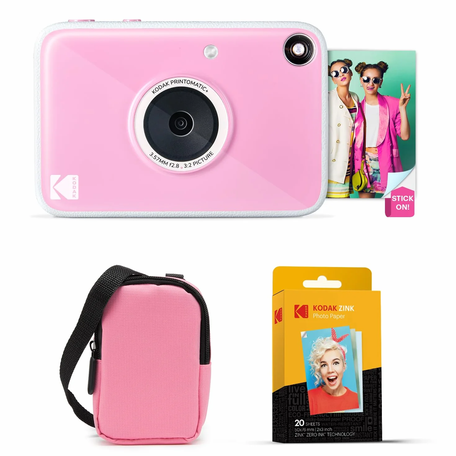 Kodak Printomatic+ Sofortbild Digitalkamera Starter-Set Rosa 10MP Zink-Fotopapier