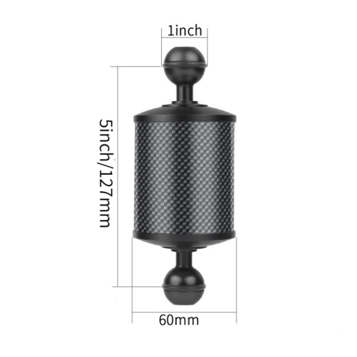 2 x Durchmesser 60 mm Kohlefaser-Schwimmer, Schwimmarm, 12,7 cm für DSLR-Kameratablett, Unterwasser-Tauchzubehör, Rot