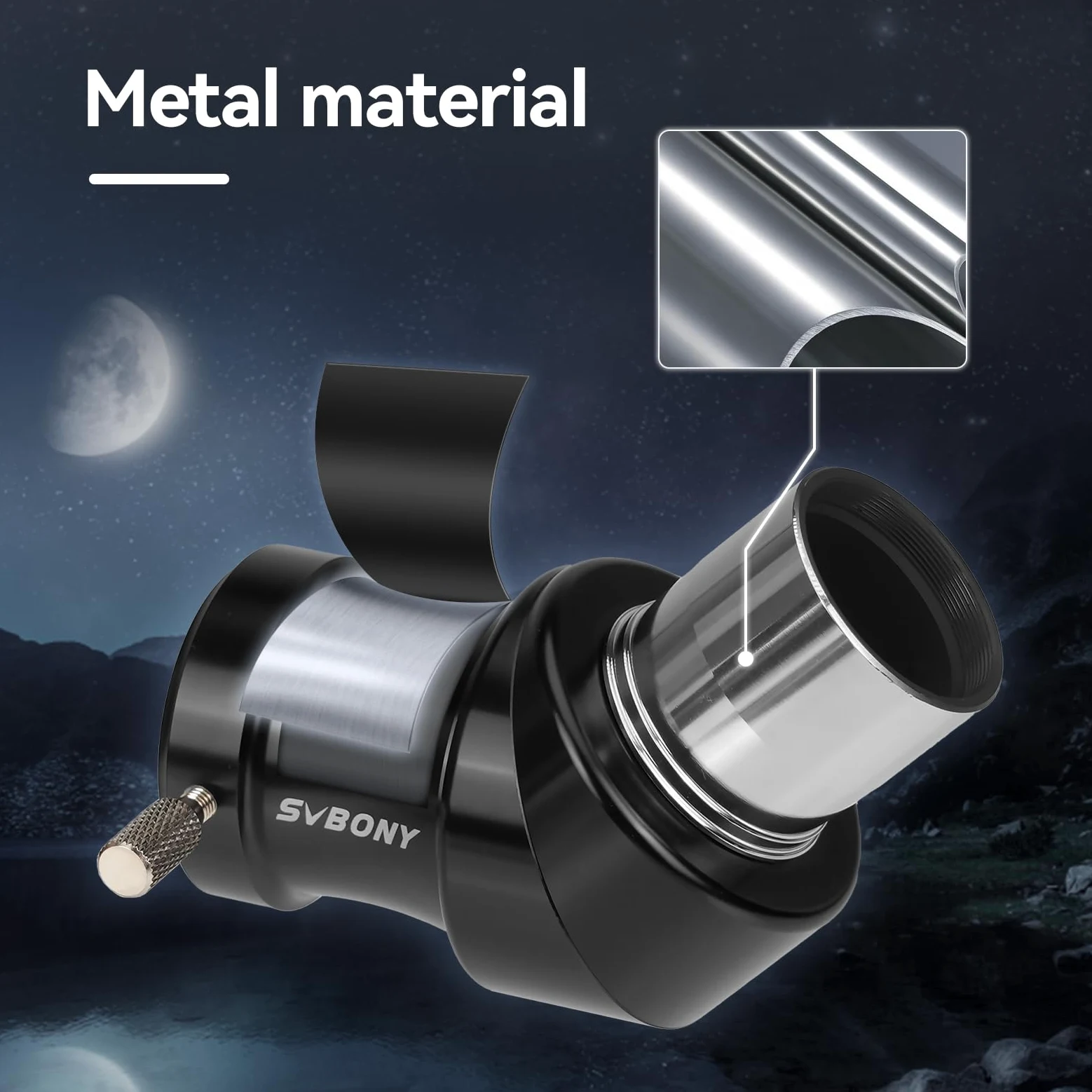 Svbony SV222 Diagonaladapter, 1,25" Zenitspiegel, 45° Diagonalprisma aus Metall mit Messing-Pressring, Teleskopzubehör für Astronomische Beobachtungen