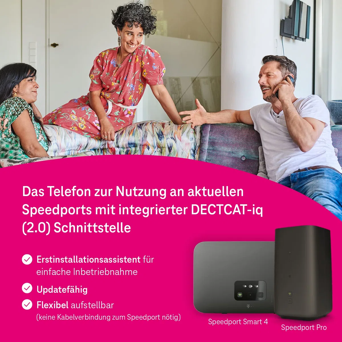 Telekom Speedphone 12 schnurloses DECT Telefon mit Farbdisplay HD Voice Freisprechen für Speedport Smart Pro