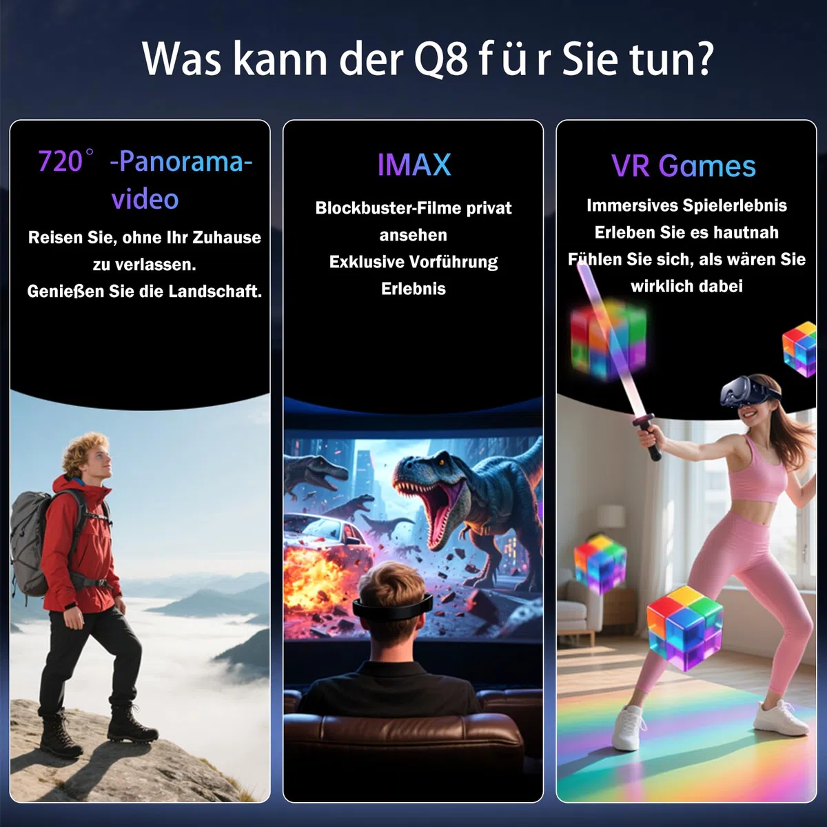 VR-Brille für Handy mit Controller, Einstellbare 3D-Brille Kompatibel mit 5-7 Zoll, Blaulichtfilter & HD-Linsen, Für Mobile Games & Filme