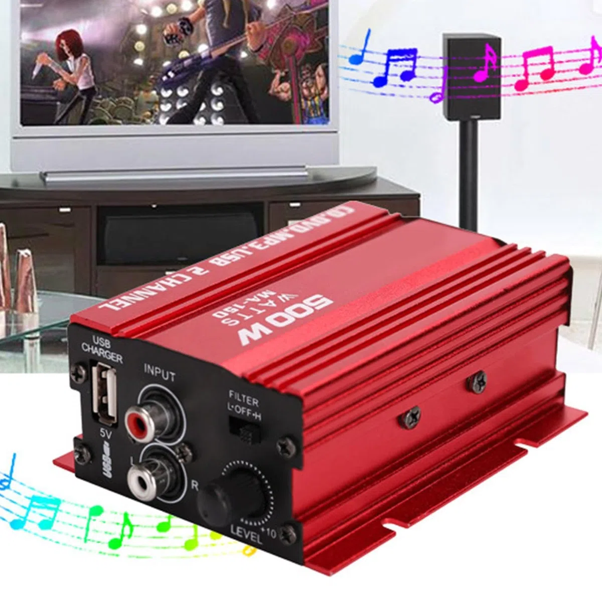 Generisch Auto Audio Verstärker, 2-Kanal, 36 Watt, Rot, Durchsteckmontage, XV4TOP6YZUMZAQG412B2