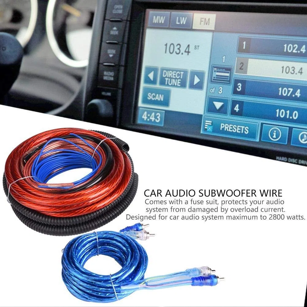 KSTE Subwoofer Cable, Car Subwoofer Wire Kit, 4 Guage 2800W Car Audio Verstärker Lautsprecher Installation Wire Cable Kit Fuse Anzug