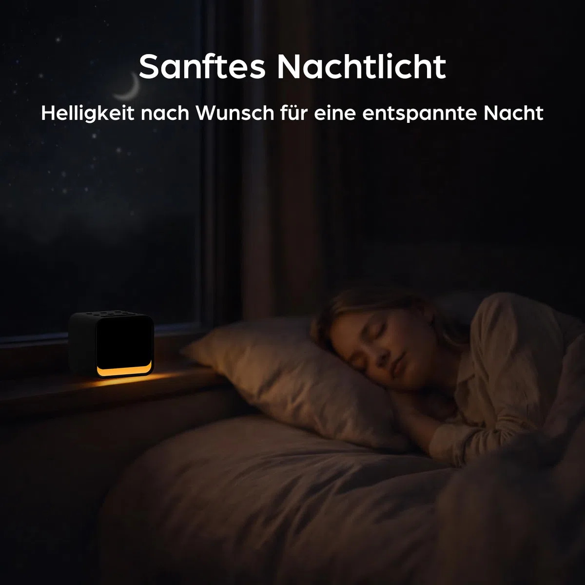 DOUMOSH Radiowecker Holzoptik mit Naturklängen & dimmbares Display - Sanftes Aufwachen mit steigender Lautstärke, digitaler Wecker mit Nachtlicht, Kompaktes Design für den Nachttisch